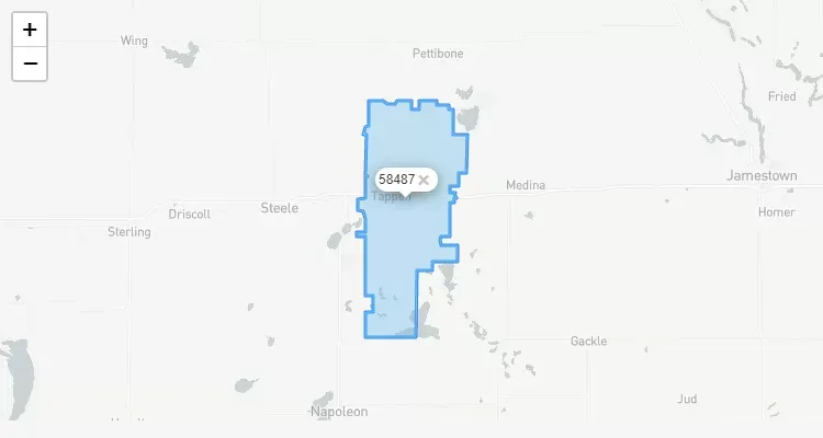 Código Postal NORTH-DAKOTA city TAPPEN - zip code Estados Unidos USA