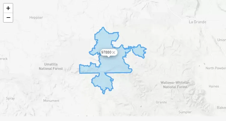 Código Postal OREGON city UKIAH - zip code Estados Unidos USA