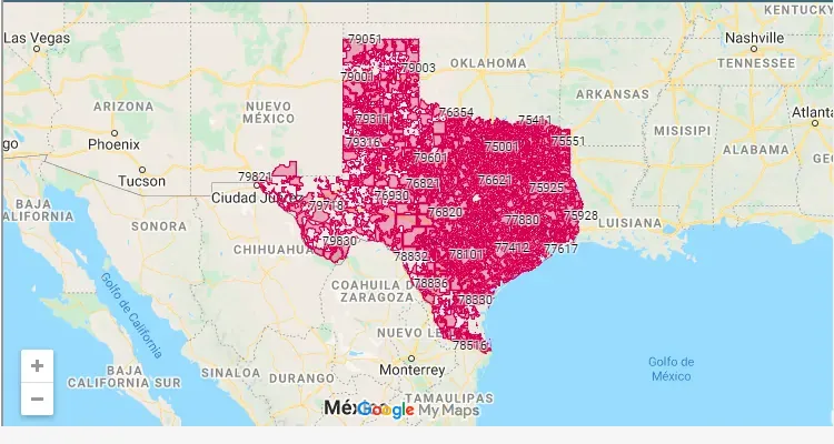 Código Postal TEXAS city VALERA - zip code Estados Unidos USA
