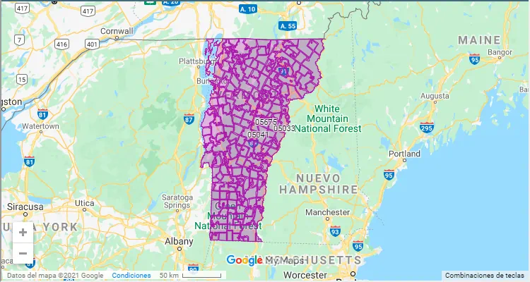 Código Postal Vermont - zip code Estados Unidos USA