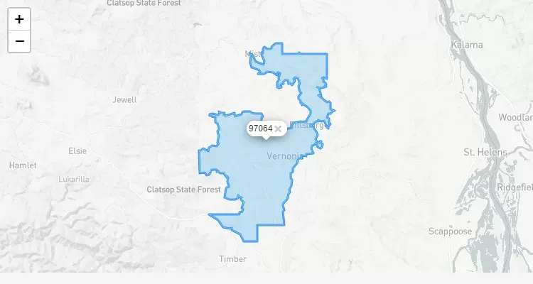 Código Postal OREGON city VERNONIA - zip code Estados Unidos USA