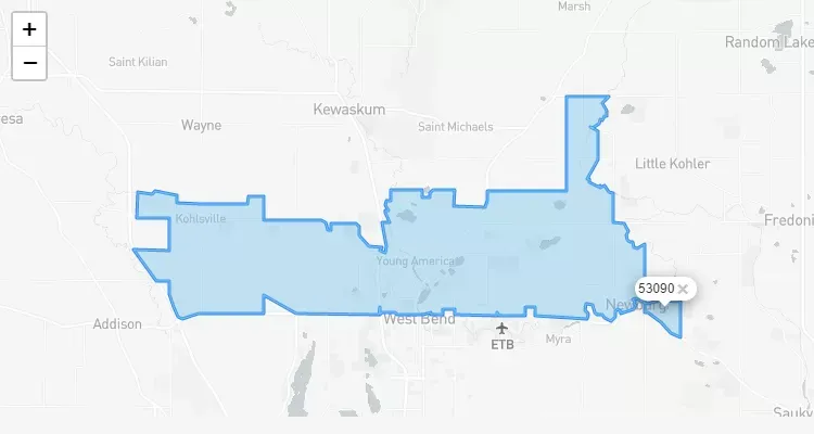 Código Postal WISCONSIN city WESTBEND - zip code Estados Unidos USA