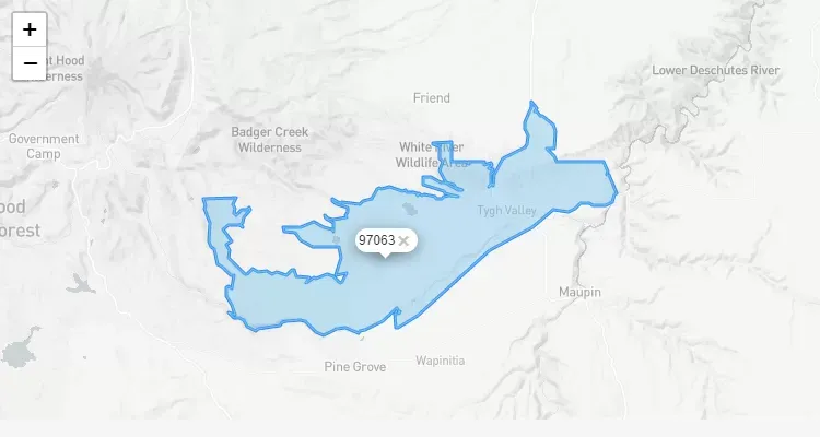 Código Postal OREGON city WAMIC - zip code Estados Unidos USA