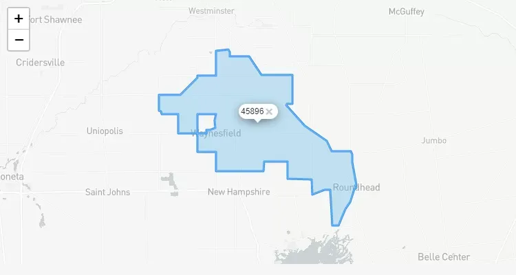 Código Postal OHIO city WAYNESFIELD - zip code Estados Unidos USA